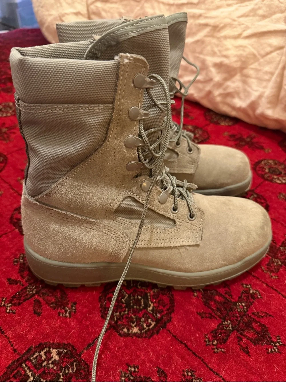 Tactical Suede Lace-Up Combat Boots in sage green